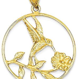 IceCarats 14K Yellow Gold Hummingbird Round Necklace Bird Pendant Charm Only