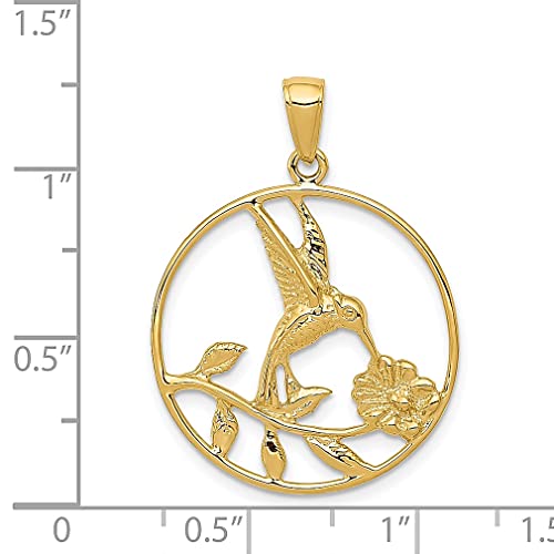 IceCarats 14K Yellow Gold Hummingbird Round Necklace Bird Pendant Charm Only