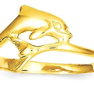 IceCarats 14K Yellow Gold Sea Dolphin Ocean Fish Beach Nautical Ring Size 6.00