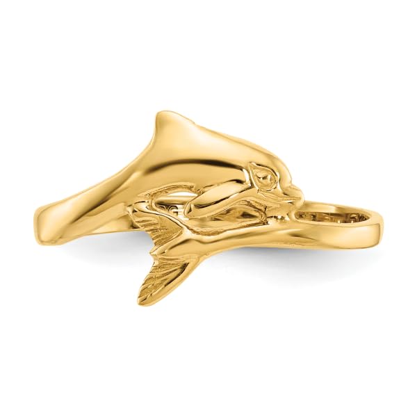 IceCarats 14K Yellow Gold Sea Dolphin Ocean Fish Beach Nautical Ring Size 6.00