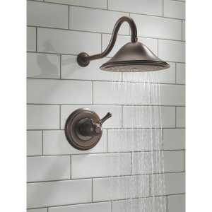 Delta Faucet Cassidy 17T Series Dual-Function Shower Trim Kit with Single-Spray Touch-Clean Shower Head, Champagne Bronze T17T297-CZ (Valve Not Included)