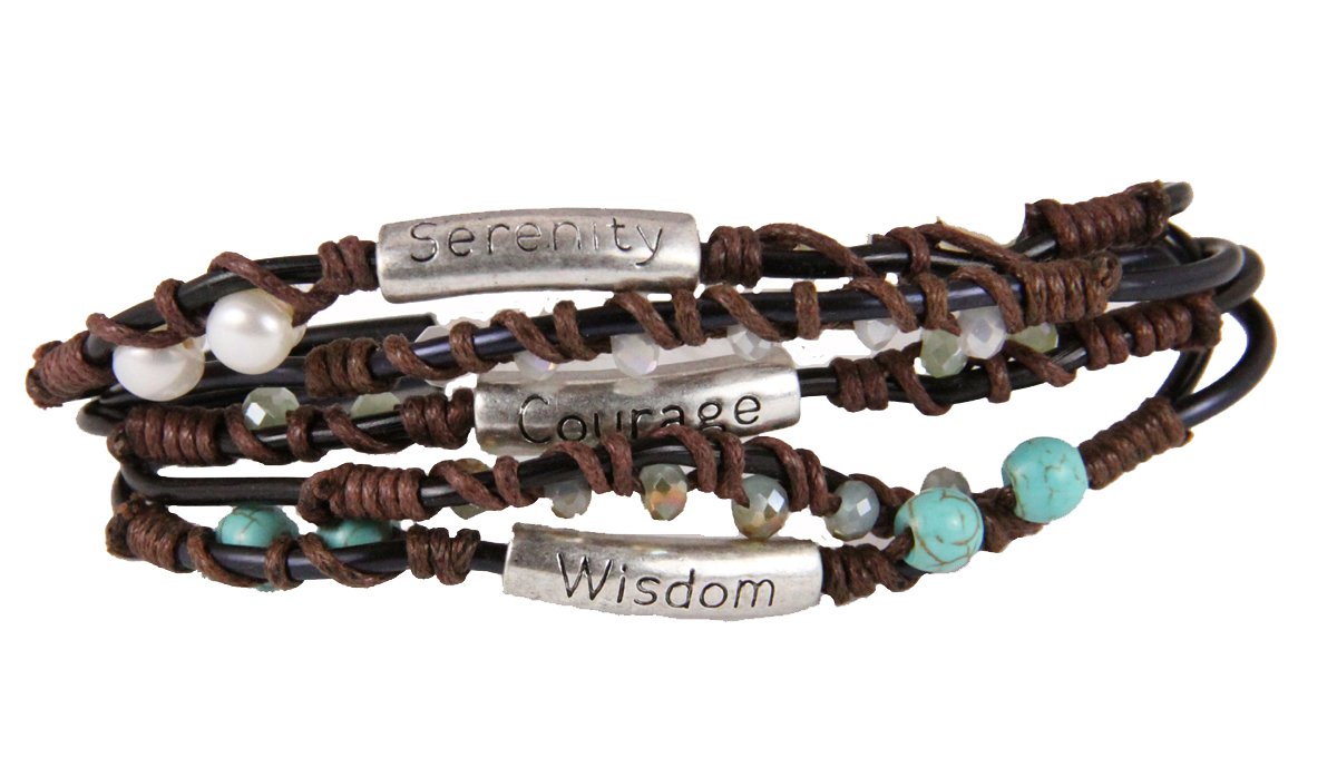 4030330 Serenity Prayer Wrap Cord Beaded Bracelet AA 12 Step One Day at A Time