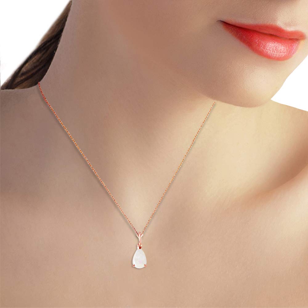 Galaxy Gold GG 14k 18" Rose Gold Natural Pear-shaped Opal Drop Pendant Necklace