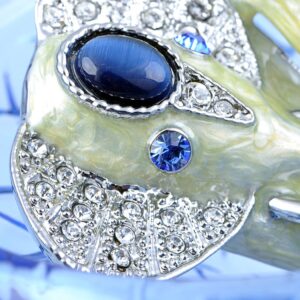 Alilang Crystal Sapphire Eyed Pearlescent Paint Elephants Pin Brooch