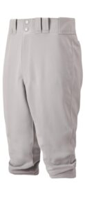 mizuno youth select short knicker baseball pant, below the knee fit (grey, xxx-large)