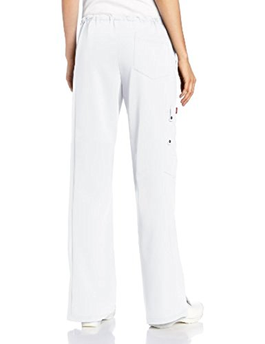 Xtreme Stretch Scrubs for Women, Drawstring Flare Leg Cargo Pant 82011, L, White