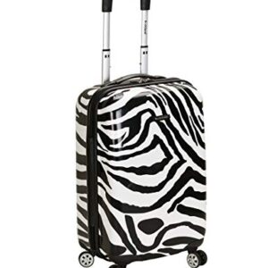 Rockland Safari Hardside Spinner Wheel Luggage, Zebra, Carry-On 20-Inch