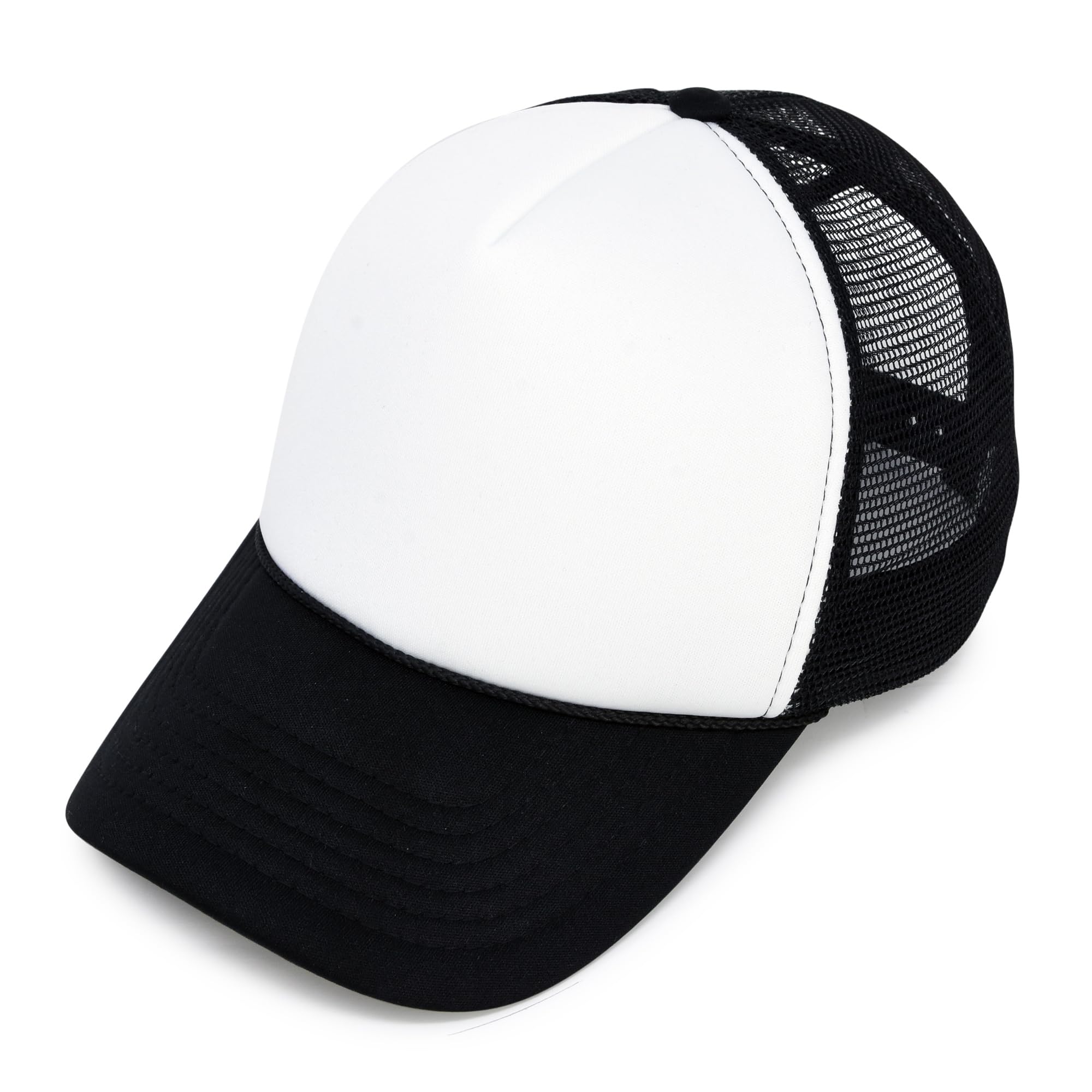 DALIX Two Tone Summer Mesh Cap in Black and White Trucker Hat