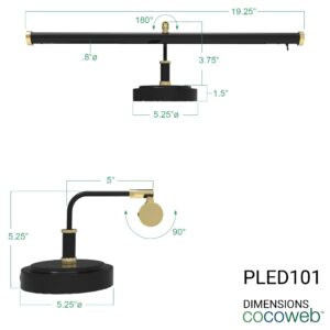 Cocoweb Adjustable LED Grand Piano Desk Lamp in Black with Brass Accents - PLED101D