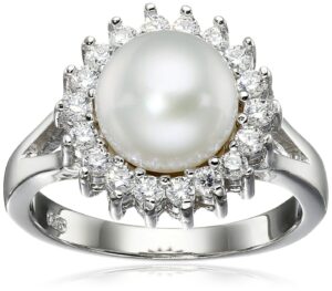 bella pearl halo pearl ring, size 6