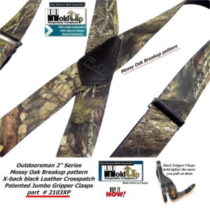 Holdup 2" Wide Outdoorsman Series Break-Up Pattern Suspenders for Men with Composite Plastic USA Patented Gripper Clasp