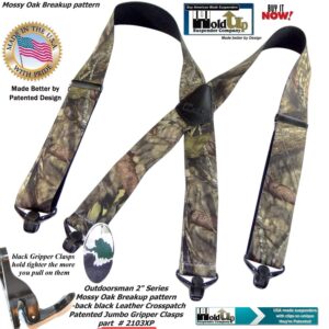 Holdup 2" Wide Outdoorsman Series Break-Up Pattern Suspenders for Men with Composite Plastic USA Patented Gripper Clasp