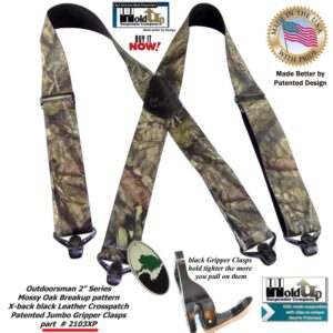 Holdup 2" Wide Outdoorsman Series Break-Up Pattern Suspenders for Men with Composite Plastic USA Patented Gripper Clasp