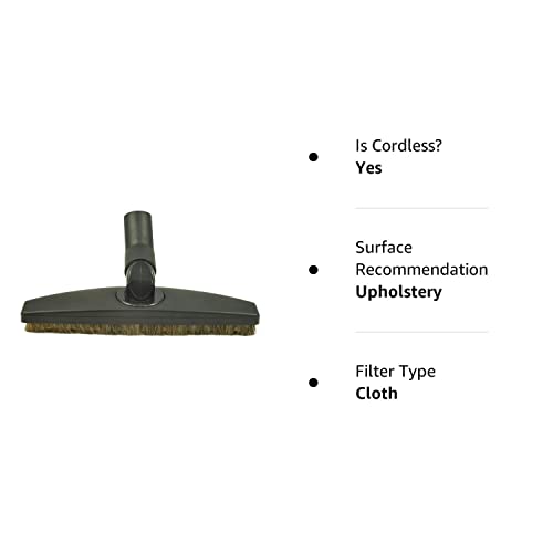 Floor Brush for Miele Canister Vacuum Cleaner Floor Tool Attachment. 35MM Spring Elbow - Side to Side Rotation - Up Down Swivel - Black 12" Wide - Horsehair Bristles