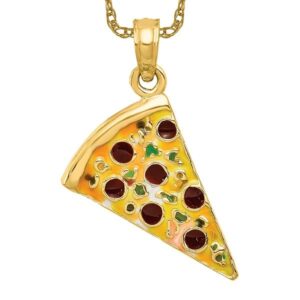 icecarats 14k yellow gold pizza slice necklace charm pendant only