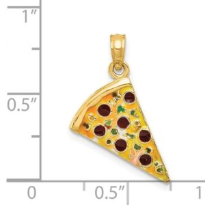 IceCarats 14K Yellow Gold Pizza Slice Necklace Charm Pendant Only