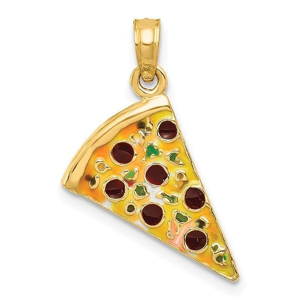 IceCarats 14K Yellow Gold Pizza Slice Necklace Charm Pendant Only