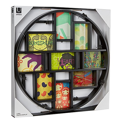 Umbra Luna Collage Picture Frame Holds Nine 4x6" Photos, Large 22-Inch Diameter, Black