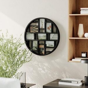 Umbra Luna Collage Picture Frame Holds Nine 4x6" Photos, Large 22-Inch Diameter, Black