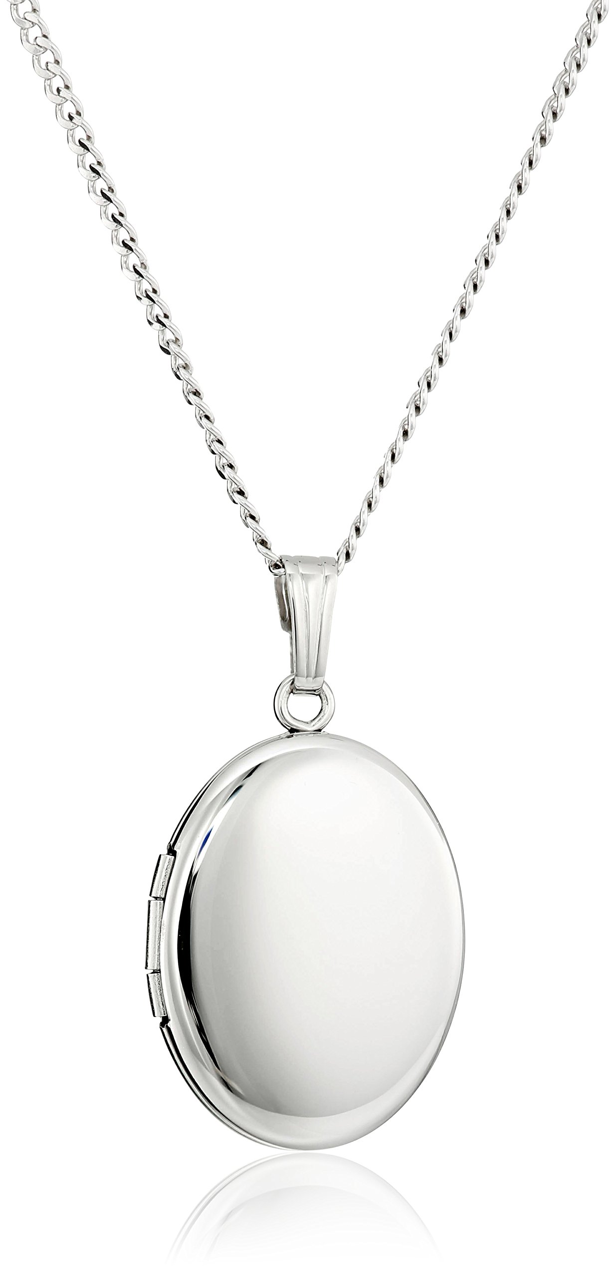 Amazon Essentials Sterling Silver Polished Oval Locket Necklace, 18" (previously Amazon Collection)