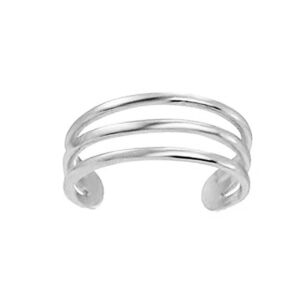 Ritastephens 14k White Gold Three Row Band Toe Ring Body Art Adjustable