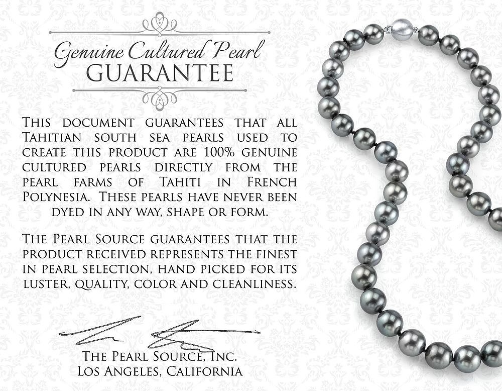 The Pearl Source Sterling Silver 11-12mm Baroque Black Tahitian South Sea Cultured Pearl Leather Bracelet for Women