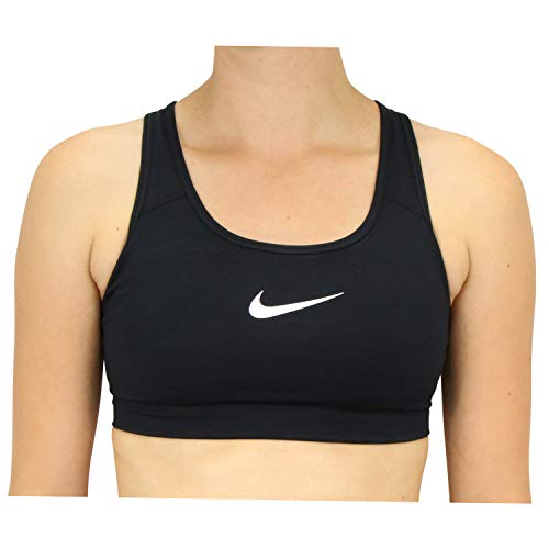 Women's Nike Swoosh Sports Bra, Sports Bra for Women with Compression & Medium Support, Black/White, XS