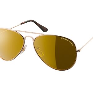 Eagle Eyes CLASSIC AVIATOR Sunglasses - Stainless Steel Frame (Gold, 57mm), Polarized Lenses