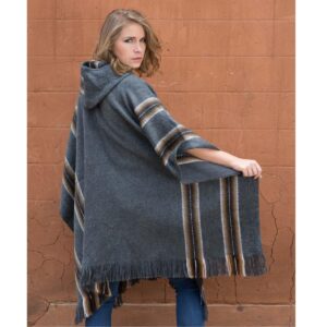 Gamboa Alpaca Poncho - Hooded, Dark Gray, OS