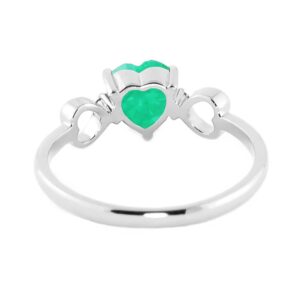 Galaxy Gold GG 14k White Gold Genuine Diamonds & Heart-shaped Natural Emerald Ring - Size 7.0