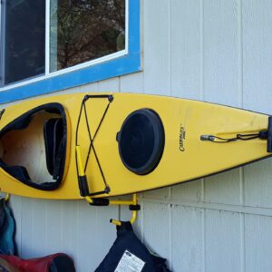 Suspenz Kayak Folding Storage Rack, Wall Hangers, Hooks, Indoor & Outdoor Use, Weight Capacity 75 lbs, Yellow, (12-8601)