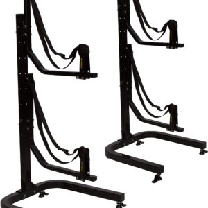 Suspenz Kayak Storage Rack, 2-Boat Free Standing Kayak, Canoe, SUP Rack, Marine Grade Black, 48" x 24"