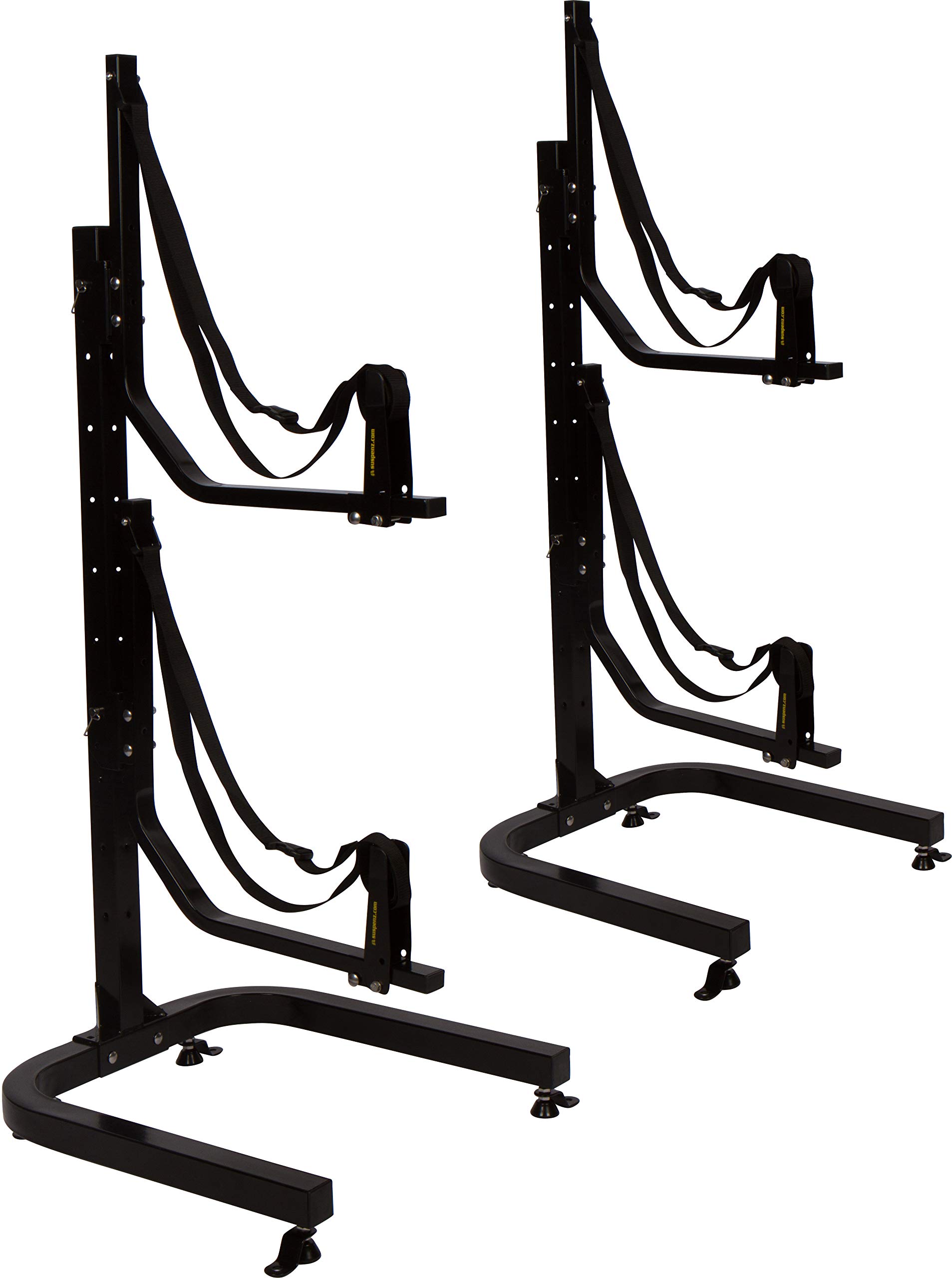 Suspenz Kayak Storage Rack, 2-Boat Free Standing Kayak, Canoe, SUP Rack, Marine Grade Black, 48" x 24"