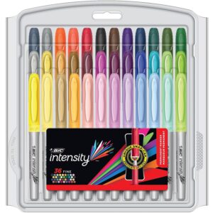 bic gxpmp361asst marking fine tip permanent marker, assorted colors, 36/set