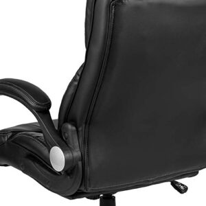 Flash Furniture Hansel High Back Black LeatherSoft Executive Swivel Office Chair with Double Layered Headrest and Open Arms