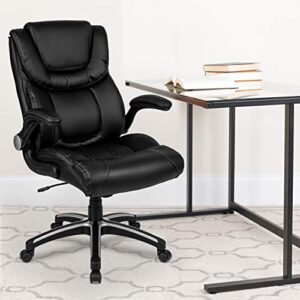 Flash Furniture Hansel High Back Black LeatherSoft Executive Swivel Office Chair with Double Layered Headrest and Open Arms