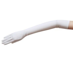 zaza bridal 19.5" long stretch dull matte satin gloves no shine, elegant look-white