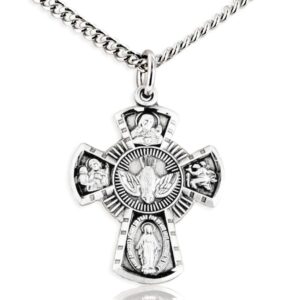 Heartland Store Women's Sterling Silver 4 Way Pendant with Large Center Dove + 18 Inch Rhodium Plated Chain