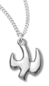 heartland store women's polished sterling silver descending dove pendant + 18 inch rhodium plated chain & clasp