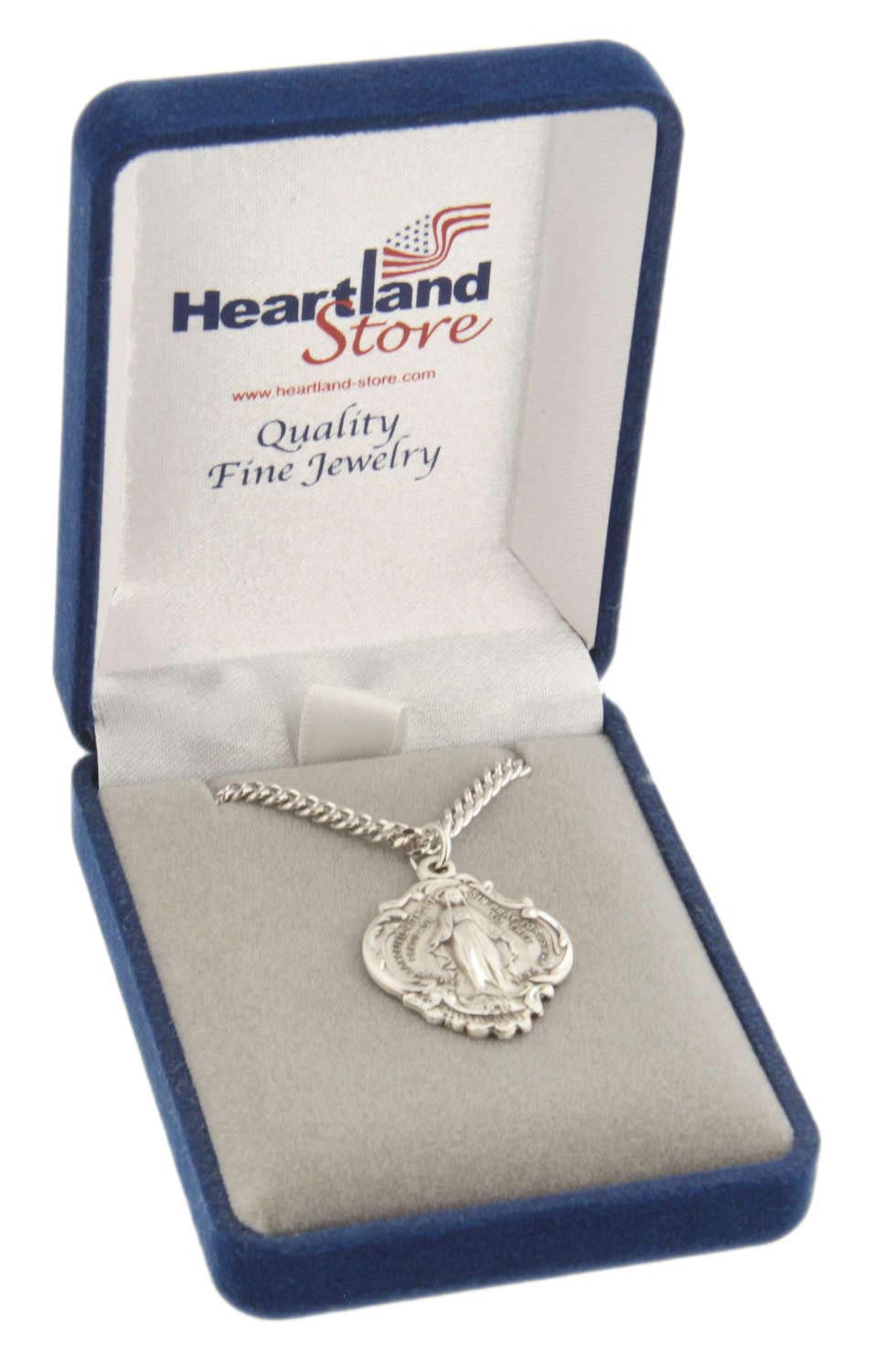 Heartland Store Hail Mary Prayer Sterling Silver Pendant + 24 Inch 2.4mm Endless Rhodium Plated Chain