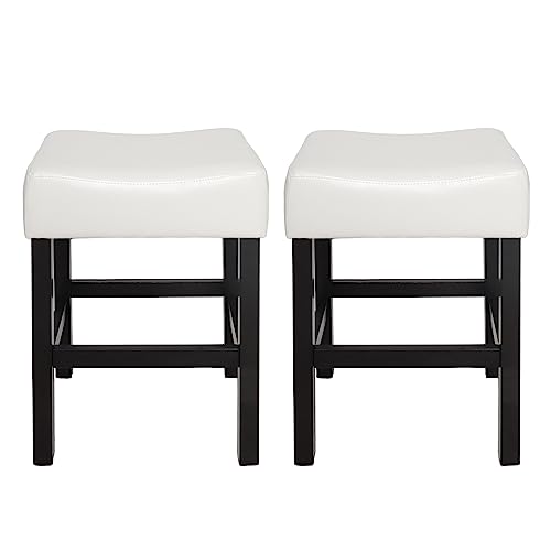 Christopher Knight Home Lopez Backless Leather Counter Stools, 2-Pcs Set, Ivory