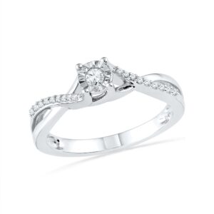 DGOLD 10KT White Gold Round Diamond Promise Ring (1/6 CTTW)