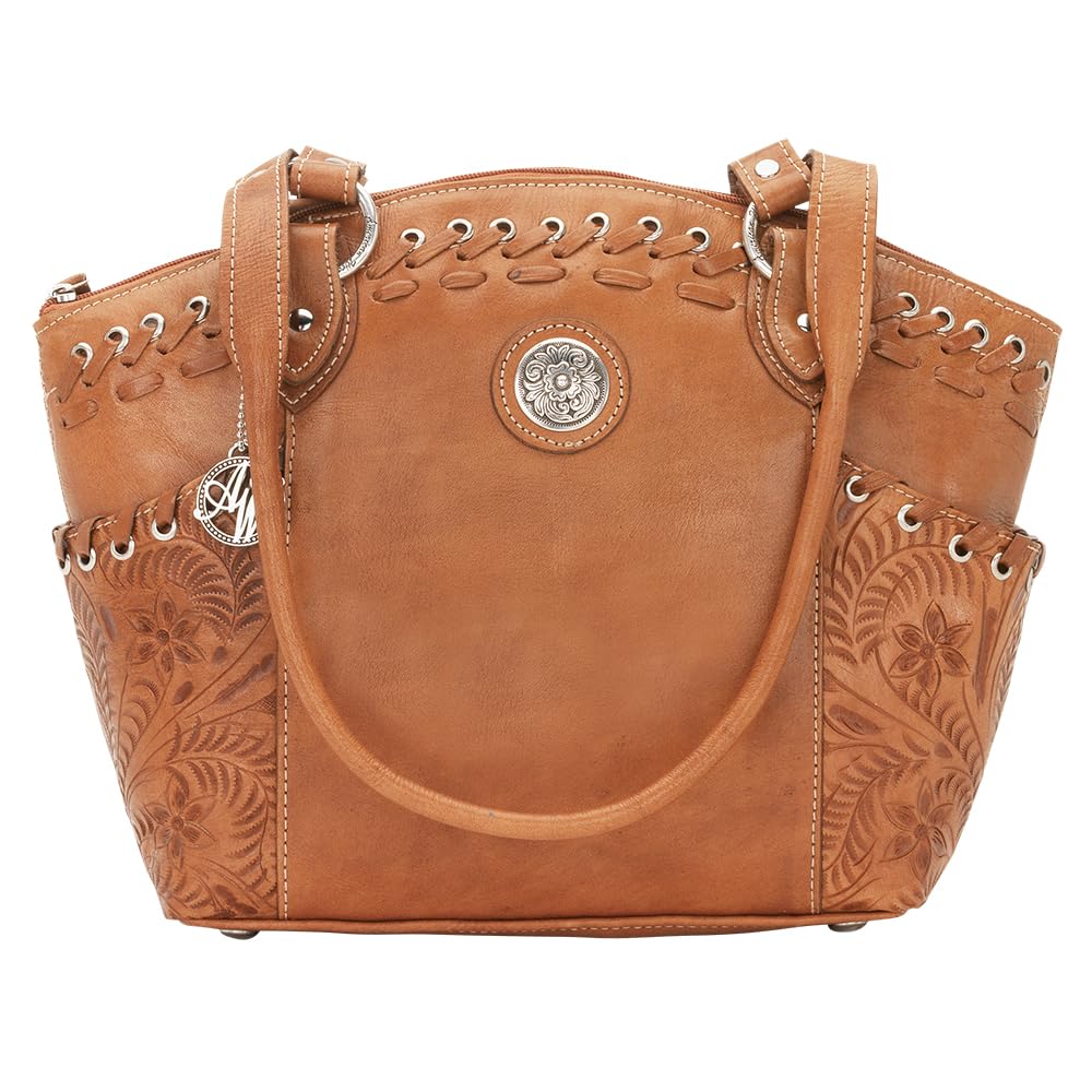 American West Leather Harvest Moon Ladies Zip-Top Bucket Tote