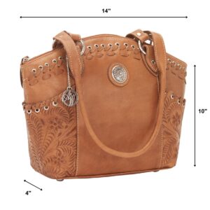 American West Leather Harvest Moon Ladies Zip-Top Bucket Tote