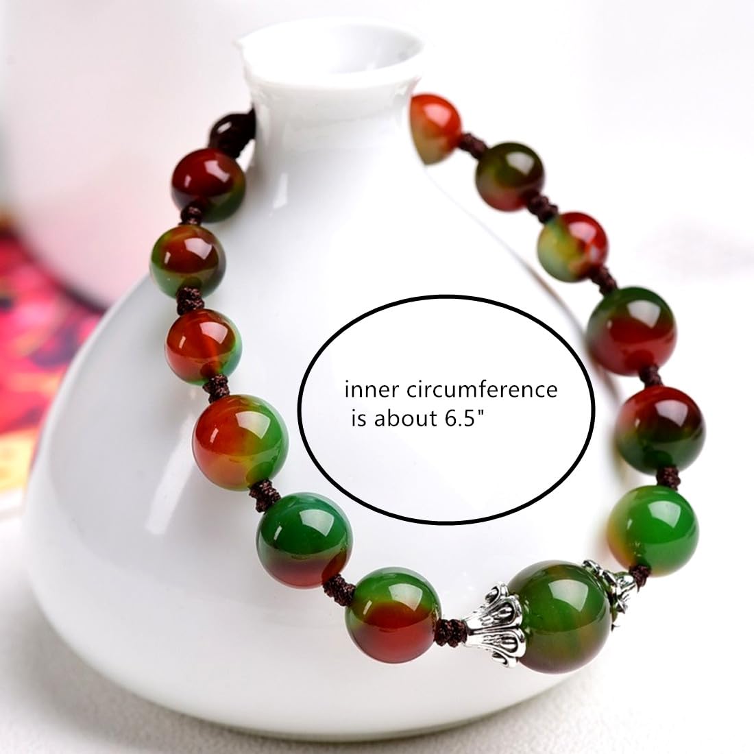 Beautiful Handmade Peacock Agate Beads Bracelet for Protection, Strength and Harmony