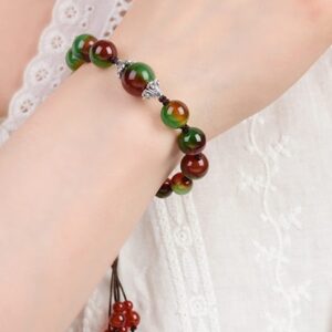 Beautiful Handmade Peacock Agate Beads Bracelet for Protection, Strength and Harmony