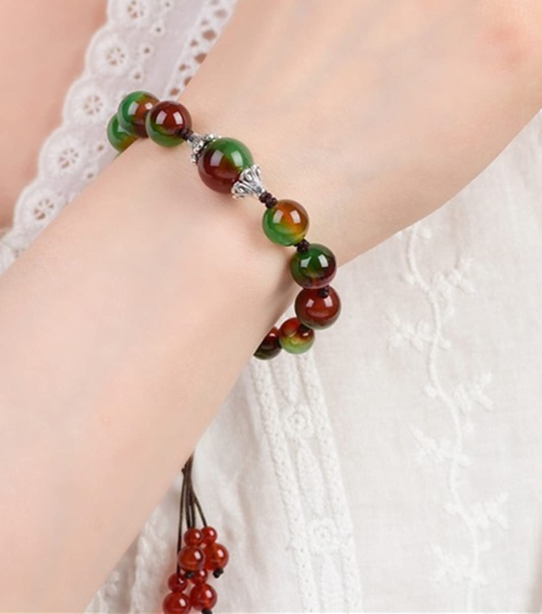 Beautiful Handmade Peacock Agate Beads Bracelet for Protection, Strength and Harmony