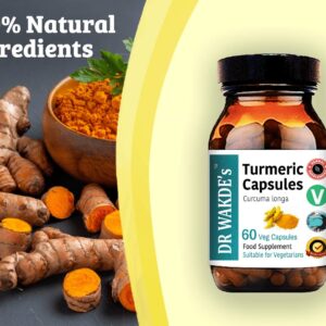 DR WAKDE'S Turmeric Capsules (Curcuma Longa, 60 Veg Caps, Plant-Based Supplement, Ayurvedic Herb, All Natural, Vegan)