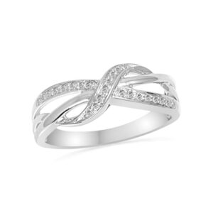 d-gold dgold sterling silver round diamond twisted fashion ring (1/10 cttw)