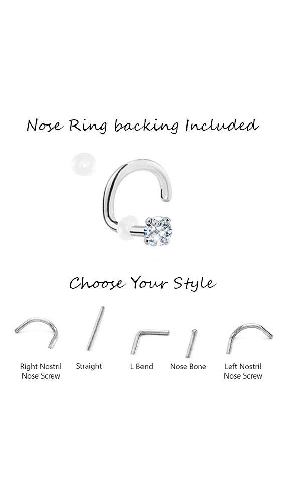 18k Solid Yellow Gold Right Nose Screw Ring 1.5mm Dome 22G